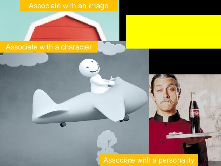 Associate with an image Associate with a character Associate with a personality 