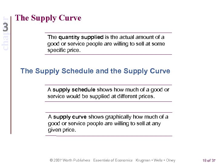 chapter The Supply Curve The quantity supplied is the actual amount of a good