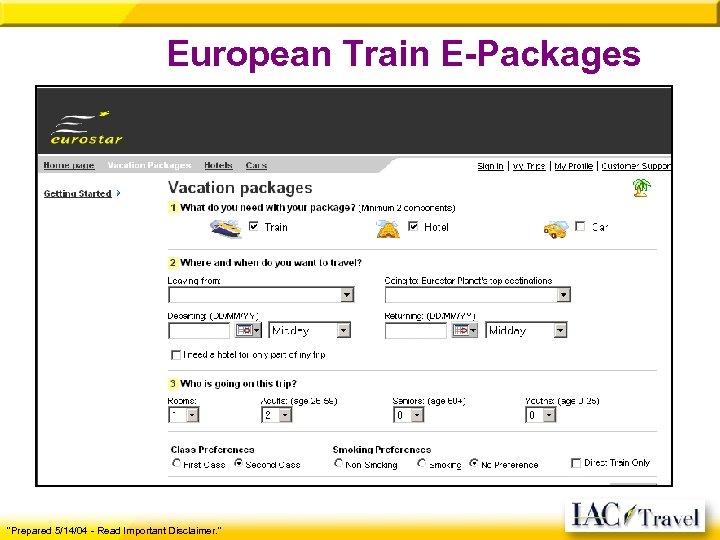 European Train E-Packages "Prepared 5/14/04 - Read Important Disclaimer. " 