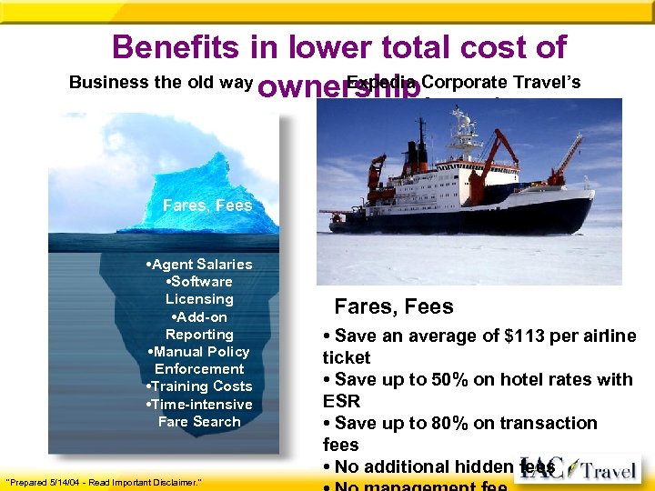 Benefits in lower total cost of Business the old way ownership Expedia Corporate Travel’s