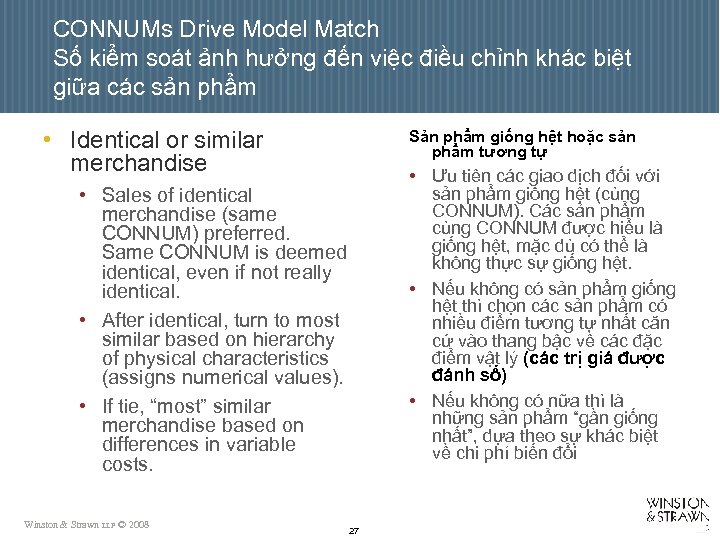 CONNUMs Drive Model Match Số kiểm soát ảnh hưởng đến việc điều chỉnh khác