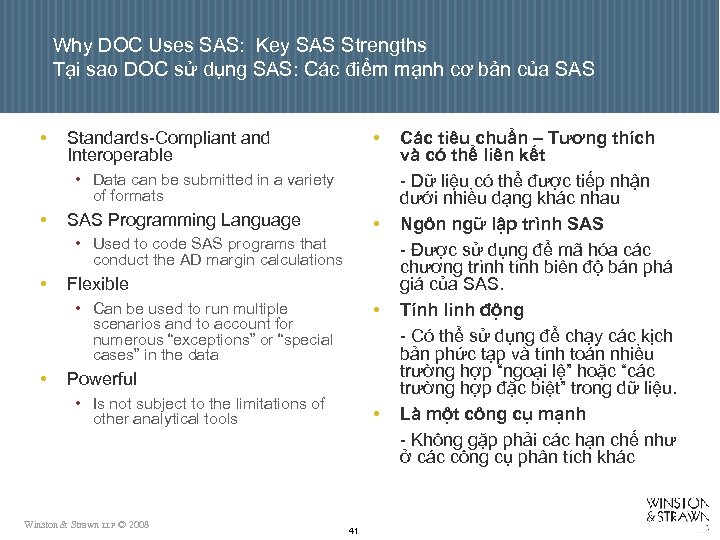 Why DOC Uses SAS: Key SAS Strengths Tại sao DOC sử dụng SAS: Các