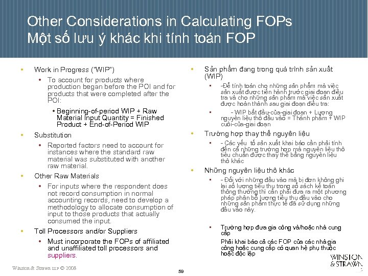 Other Considerations in Calculating FOPs Một số lưu ý khác khi tính toán FOP