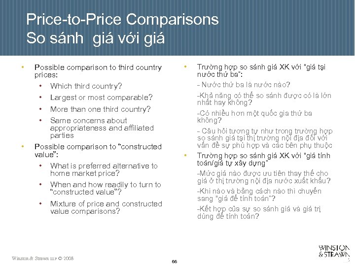 Price-to-Price Comparisons So sánh giá với giá • • • Possible comparison to third
