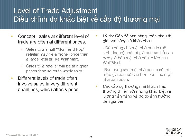 Level of Trade Adjustment Điều chỉnh do khác biệt về cấp độ thương mại