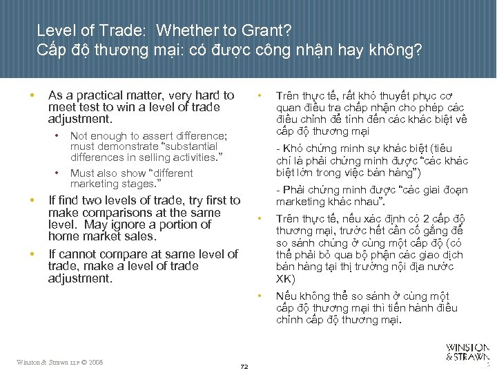 Level of Trade: Whether to Grant? Cấp độ thương mại: có được công nhận