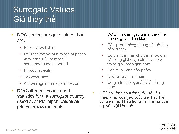 Surrogate Values Giá thay thế DOC tìm kiếm các giá trị thay thế đáp
