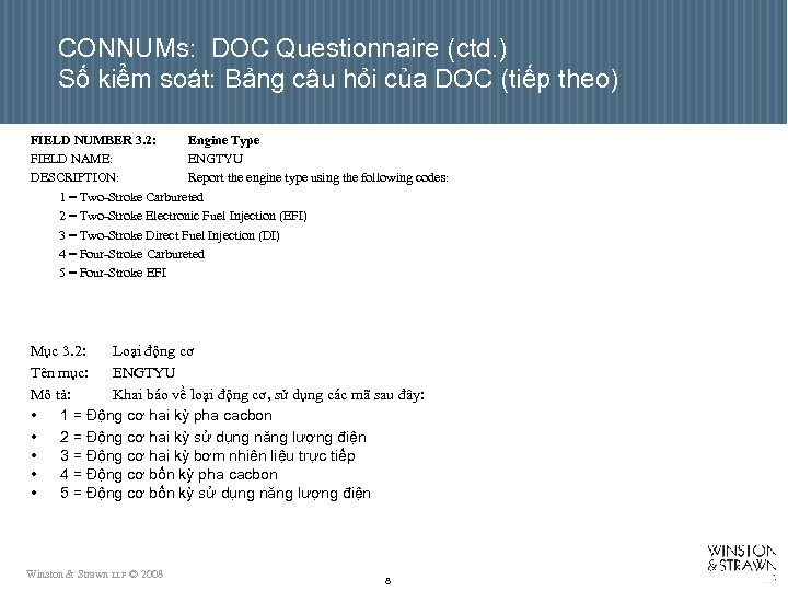 CONNUMs: DOC Questionnaire (ctd. ) Số kiểm soát: Bảng câu hỏi của DOC (tiếp