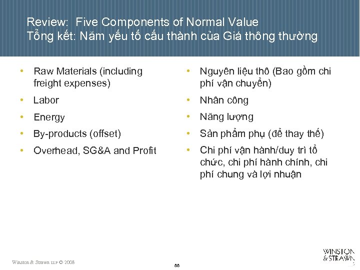Review: Five Components of Normal Value Tổng kết: Năm yếu tố cấu thành của