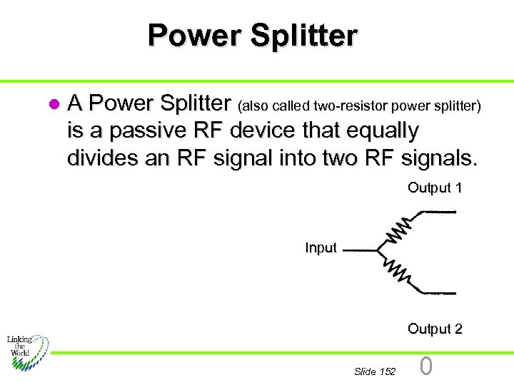 Power Splitter l A Power Splitter (also called two-resistor power splitter) is a passive