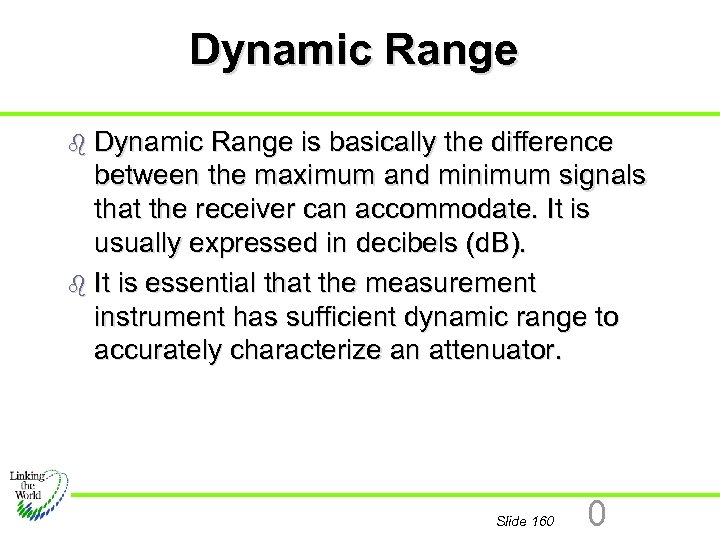 Dynamic Range b Dynamic Range is basically the difference between the maximum and minimum