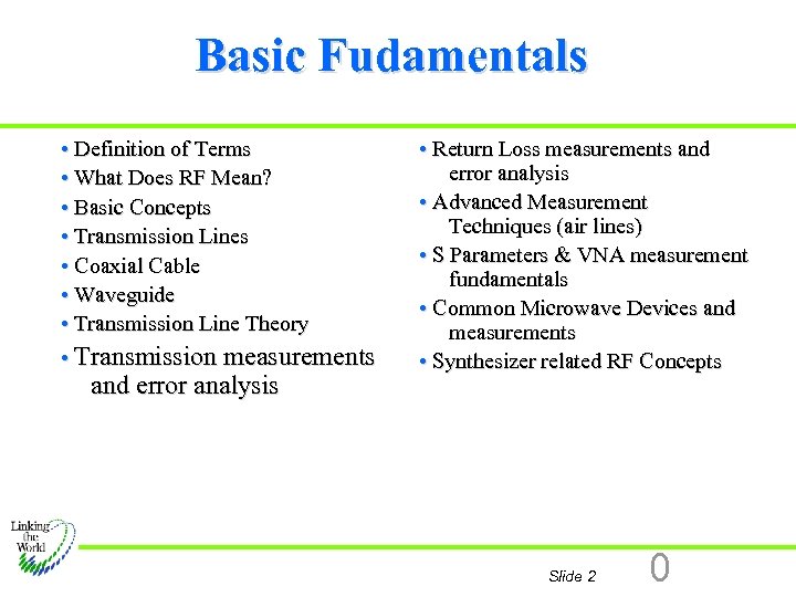 Basic Fudamentals • Definition of Terms • What Does RF Mean? • Basic Concepts