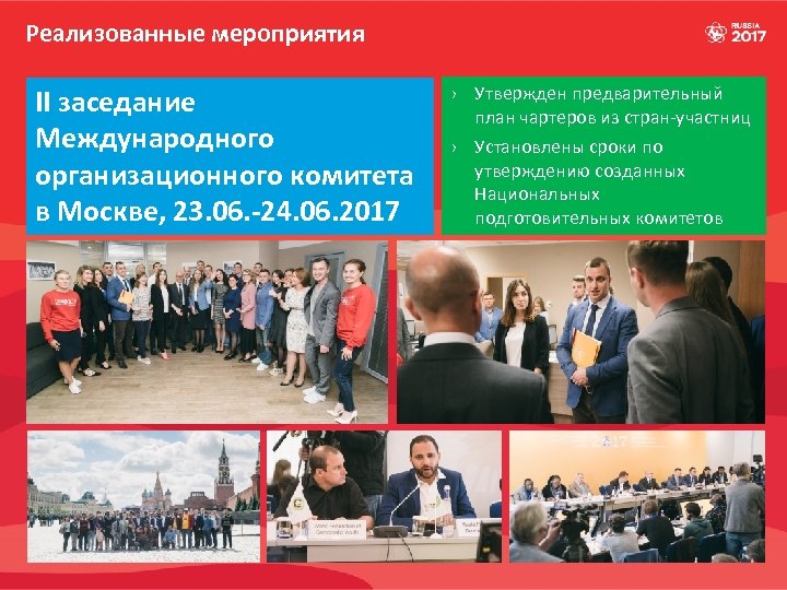 Реализованные мероприятия II заседание Международного организационного комитета в Москве, 23. 06. -24. 06. 2017