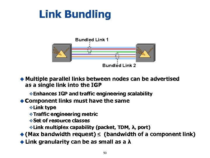 Link Bundling Bundled Link 1 Bundled Link 2 u Multiple parallel links between nodes