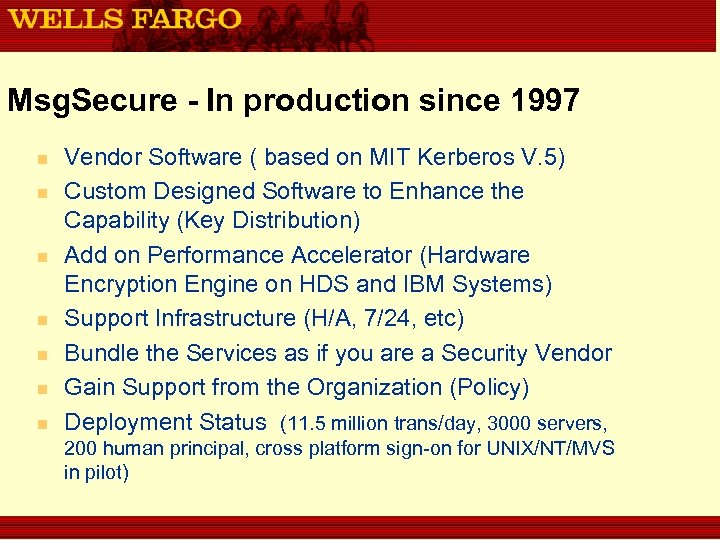 Msg. Secure - In production since 1997 n n n n Vendor Software (