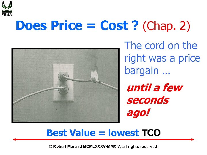 Does Price = Cost ? (Chap. 2) The cord on the right was a