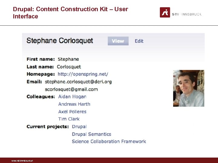 Drupal: Content Construction Kit – User Interface www. sti-innsbruck. at 