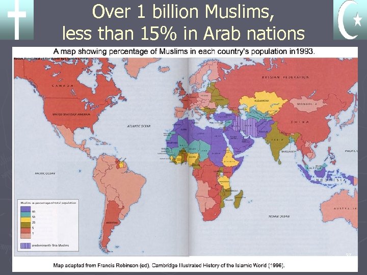 Over 1 billion Muslims, less than 15% in Arab nations 37 