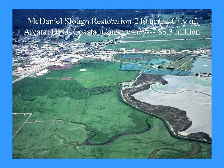 Mc. Daniel Slough Restoration-240 acres, City of Arcata, DFG, Coastal Conservancy--- $3. 3 million