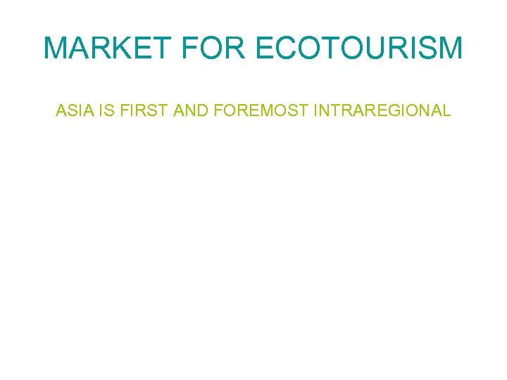 MARKET FOR ECOTOURISM ASIA IS FIRST AND FOREMOST INTRAREGIONAL 