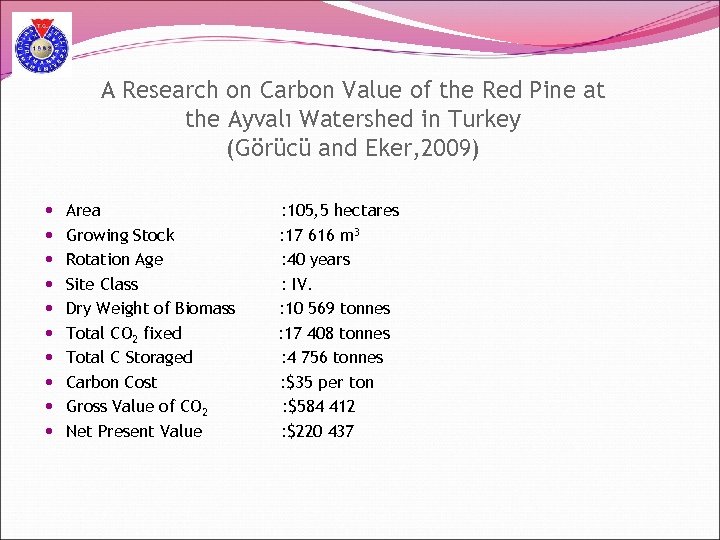 A Research on Carbon Value of the Red Pine at the Ayvalı Watershed in