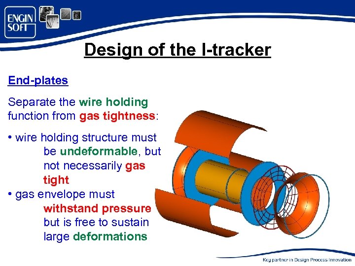 Design of the I-tracker End-plates Separate the wire holding function from gas tightness: •