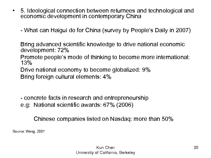  • 5. Ideological connection between returnees and technological and economic development in contemporary