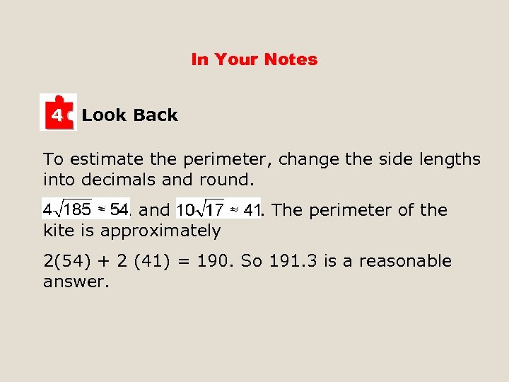 In Your Notes 4 Look Back To estimate the perimeter, change the side lengths