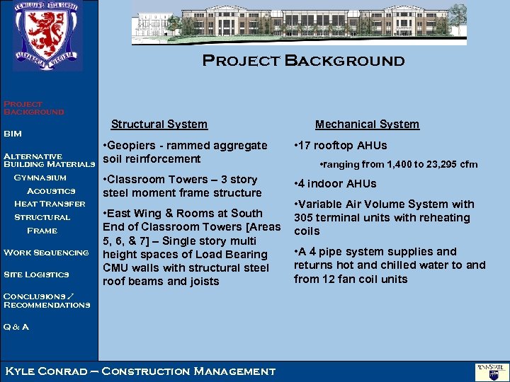 Project Background Structural System BIM Alternative Building Materials Gymnasium Acoustics Heat Transfer Structural Frame