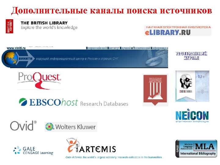 Дополнительные каналы поиска источников 