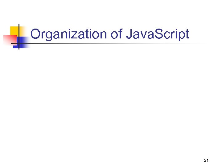 Organization of Java. Script 31 