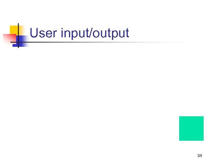 User input/output 36 
