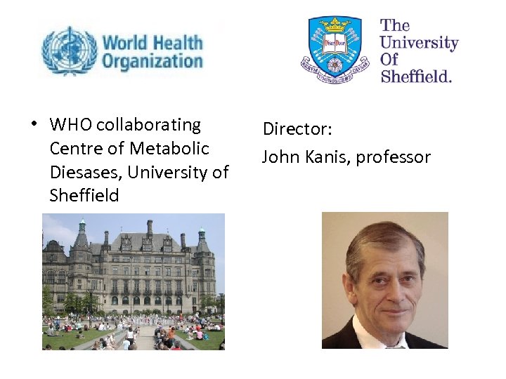  • WHO collaborating Centre of Metabolic Diesases, University of Sheffield Director: John Kanis,
