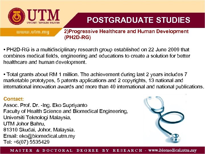 POSTGRADUATE STUDIES 2)Progressive Healthcare and Human Development (PH 2 D-RG) • PH 2 D-RG