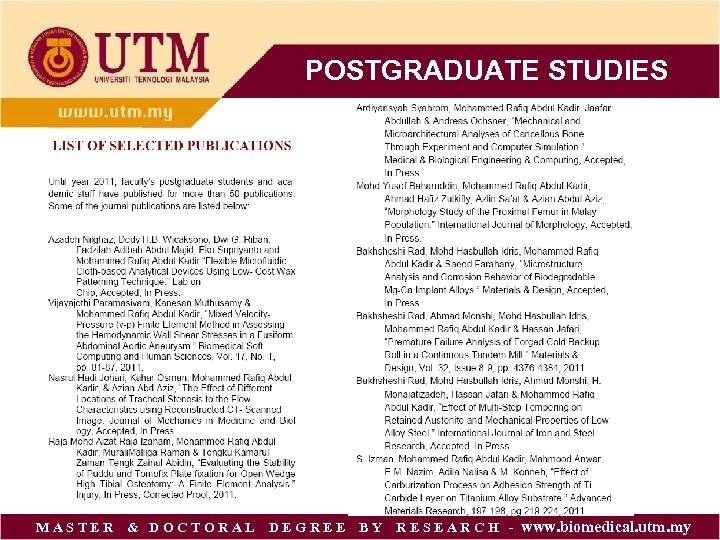 POSTGRADUATE STUDIES M A S T E R & D O C T O