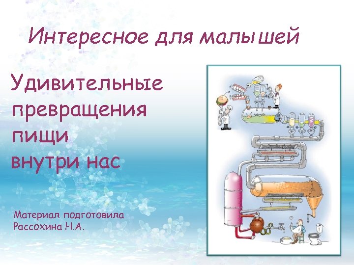 Интересное для малышей Удивительные превращения пищи внутри нас Материал подготовила Рассохина Н. А. 