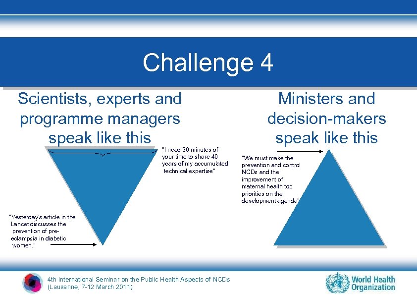 Challenge 4 Scientists, experts and programme managers speak like this 