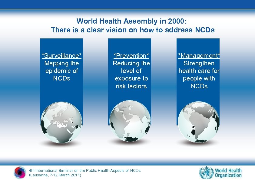 World Health Assembly in 2000: There is a clear vision on how to address