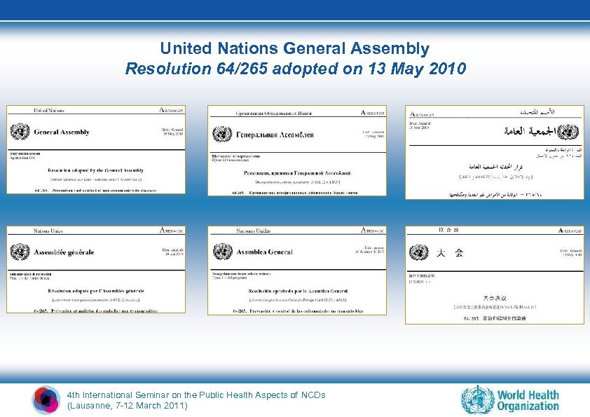 United Nations General Assembly Resolution 64/265 adopted on 13 May 2010 4 th International