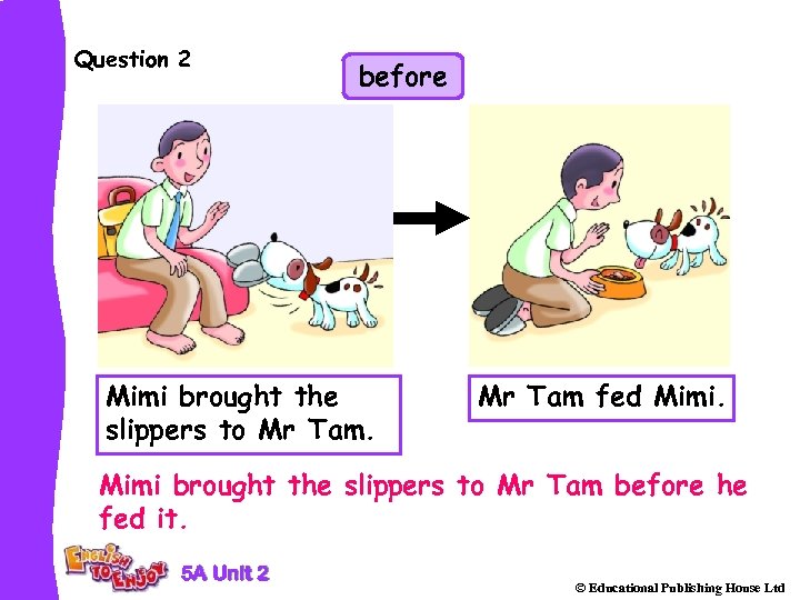 Question 2 before Mimi brought the slippers to Mr Tam fed Mimi brought the