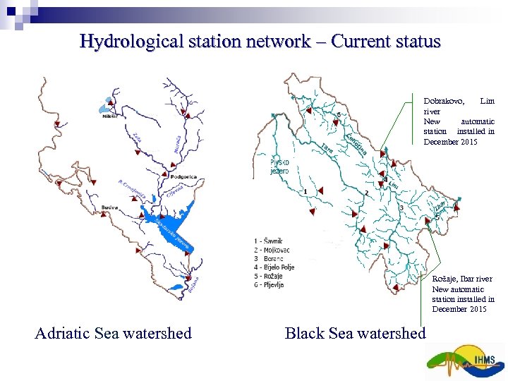 Hydrological station network – Current status Dobrakovo, Lim river New automatic station installed in