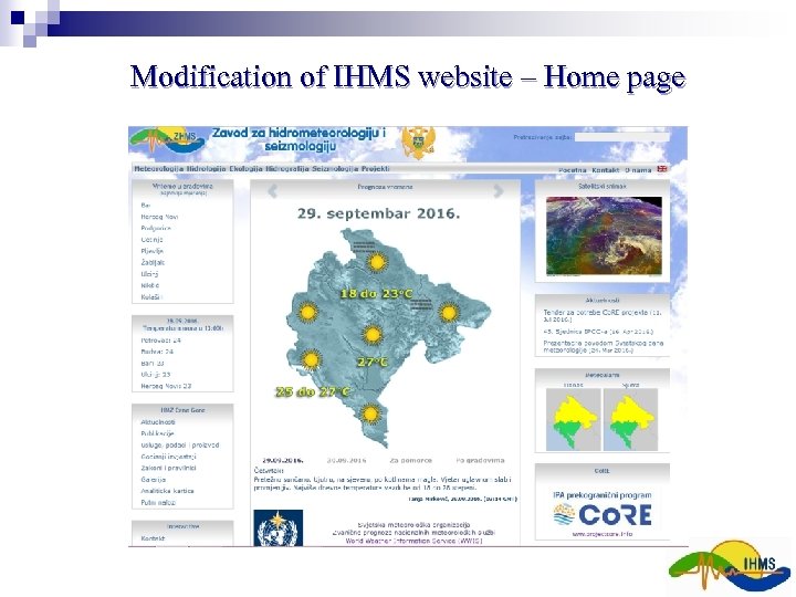 Modification of IHMS website – Home page 