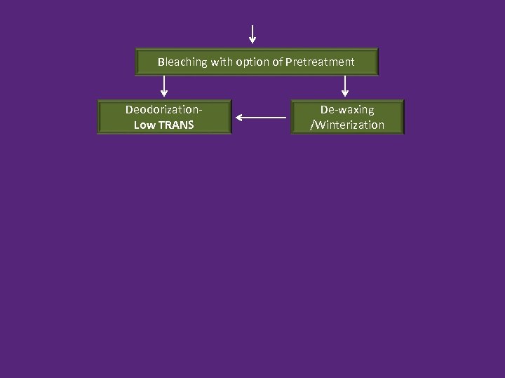 Bleaching with option of Pretreatment Deodorization- Low TRANS De-waxing /Winterization 