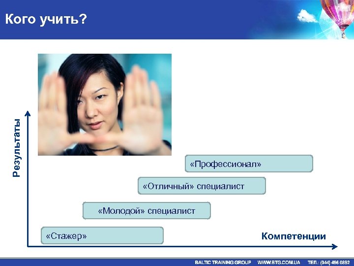 Результаты Кого учить? «Профессионал» «Отличный» специалист «Молодой» специалист «Стажер» Компетенции 