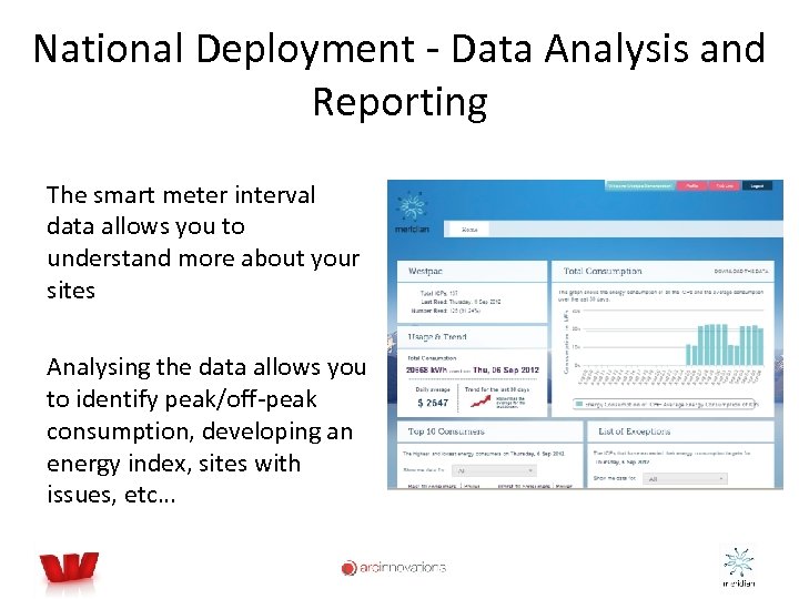 National Deployment - Data Analysis and Reporting The smart meter interval data allows you