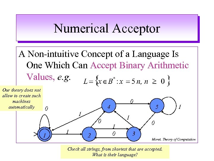 Numerical Acceptor A Non-intuitive Concept of a Language Is One Which Can Accept Binary