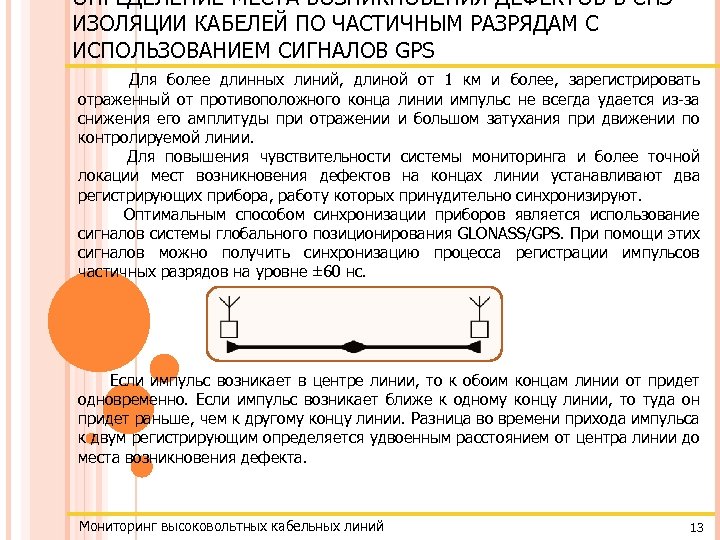 ОПРЕДЕЛЕНИЕ МЕСТА ВОЗНИКНОВЕНИЯ ДЕФЕКТОВ В СПЭ ИЗОЛЯЦИИ КАБЕЛЕЙ ПО ЧАСТИЧНЫМ РАЗРЯДАМ С ИСПОЛЬЗОВАНИЕМ СИГНАЛОВ