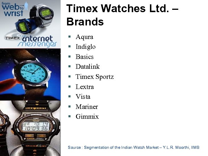 Timex Watches Ltd. – Brands § § § § § 46 Aqura Indiglo Basics