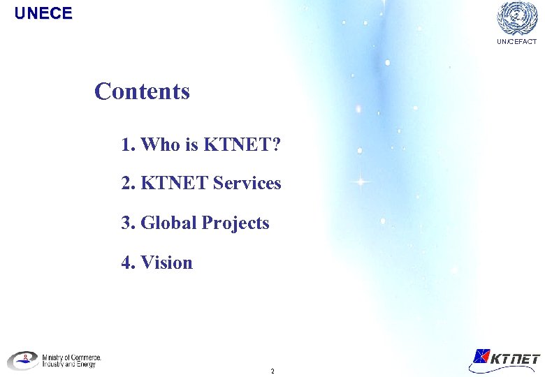 UNECE UN/CEFACT Contents 1. Who is KTNET? 2. KTNET Services 3. Global Projects 4.