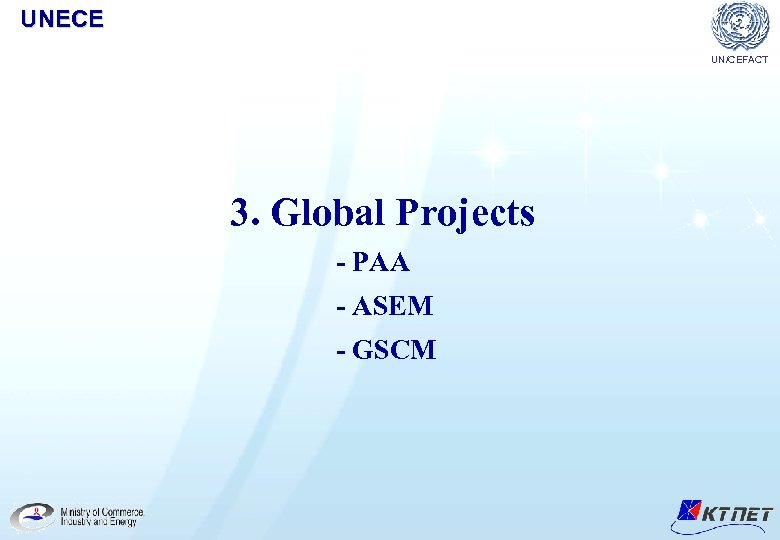 UNECE UN/CEFACT 3. Global Projects - PAA - ASEM - GSCM 